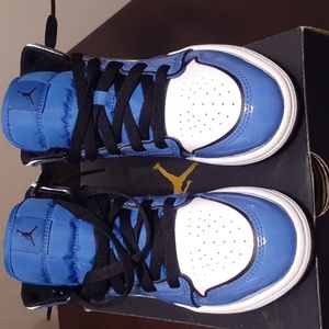Signal Blue, Black & White Jordans 2.5Y